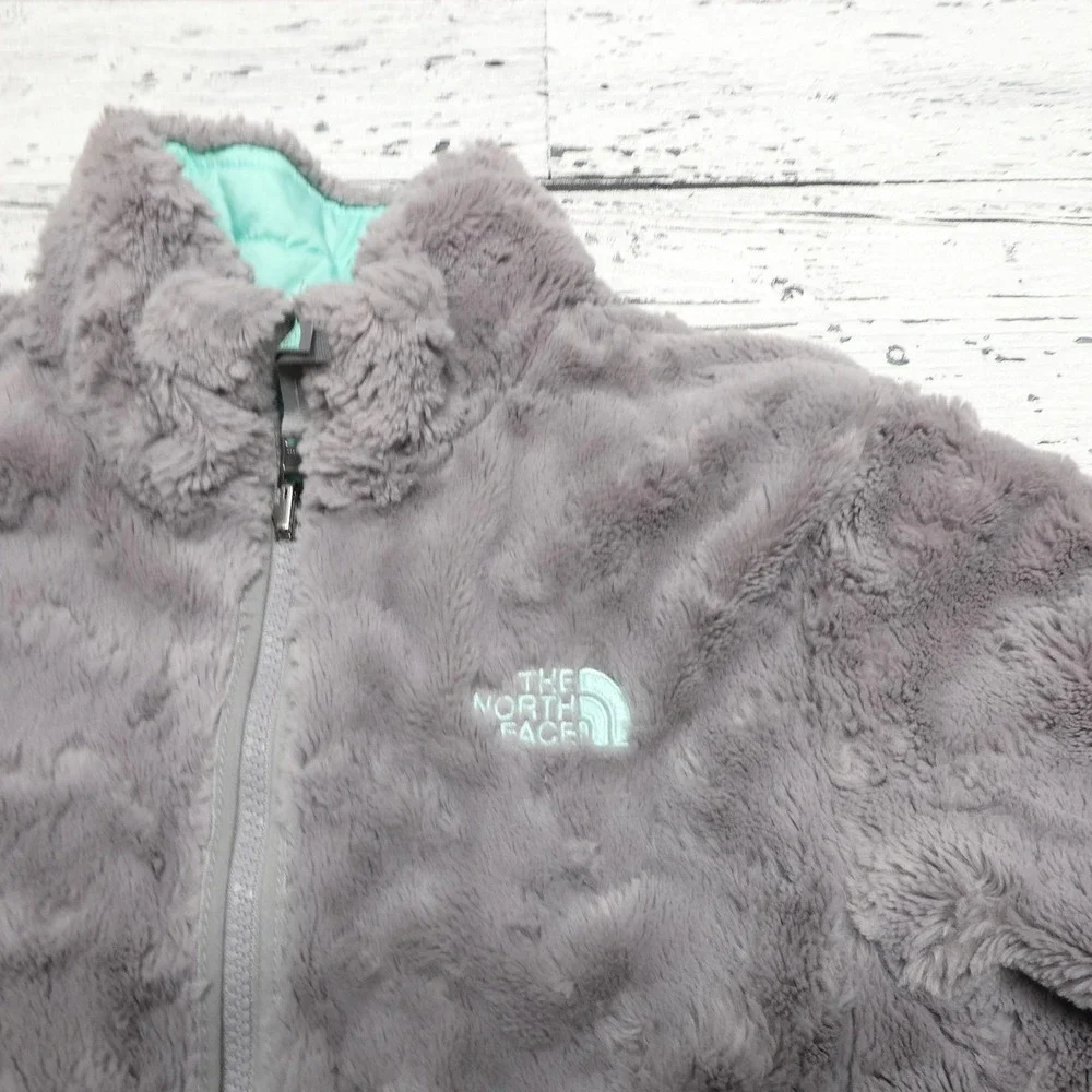 The North Face Jacket Girls XL 18‎ Green Reversible Mossbud Swirl Fleece Quilted
